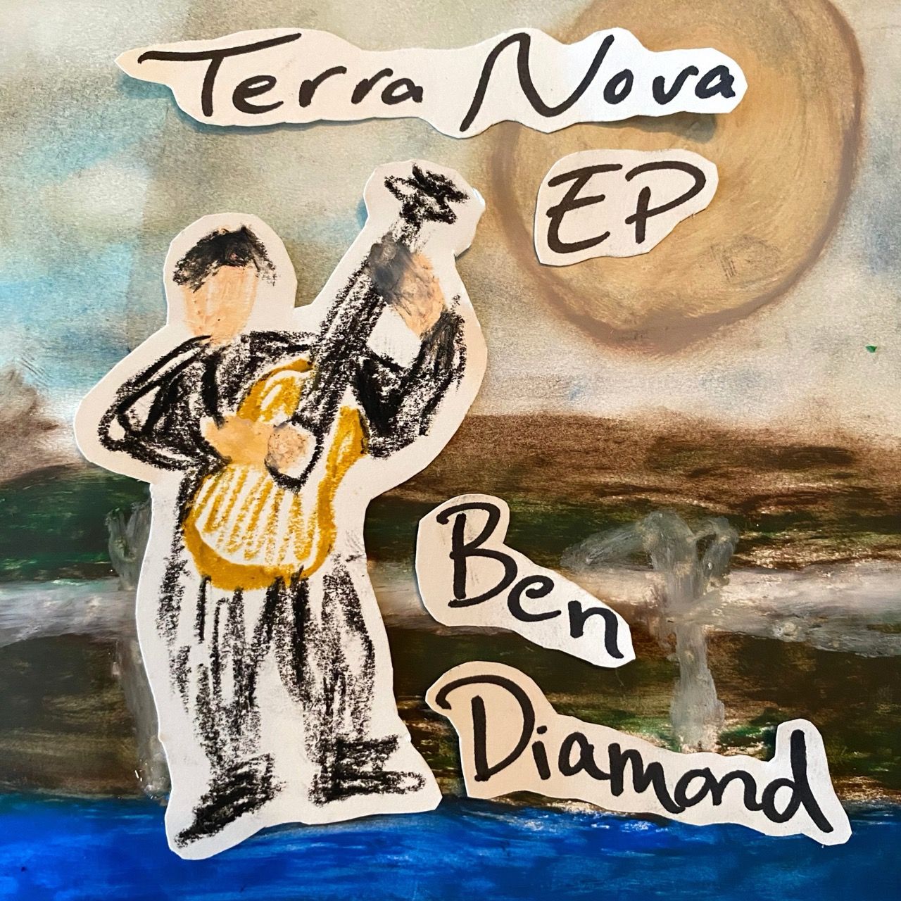 cover art for music album by artist Ben Diamond. Hand drawn art digital picture